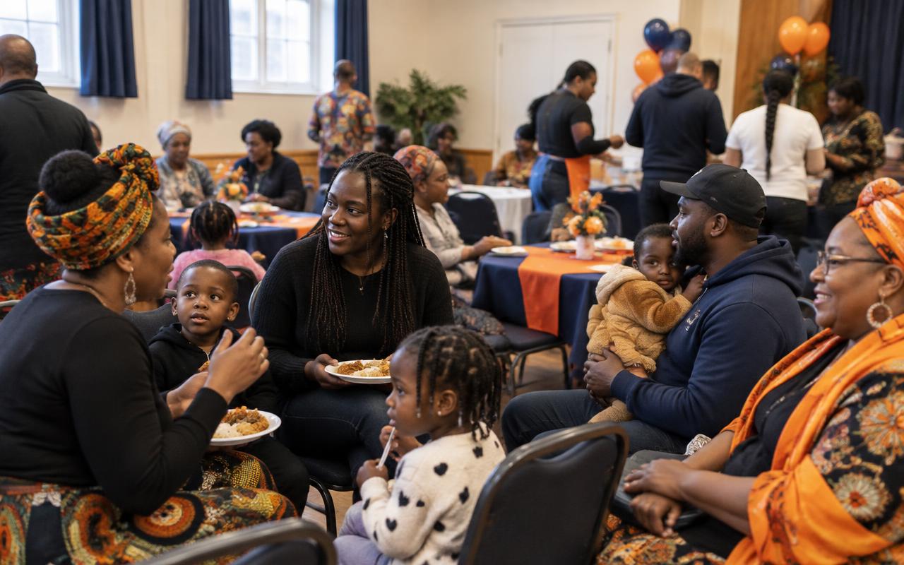 Families and neighbours gathering at a Bristol community event