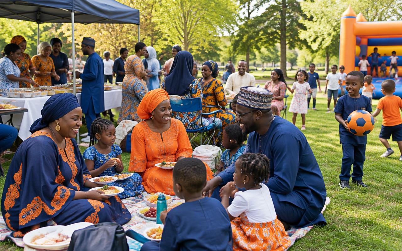 Families enjoying the Soninkara Family Fun Day in a park
